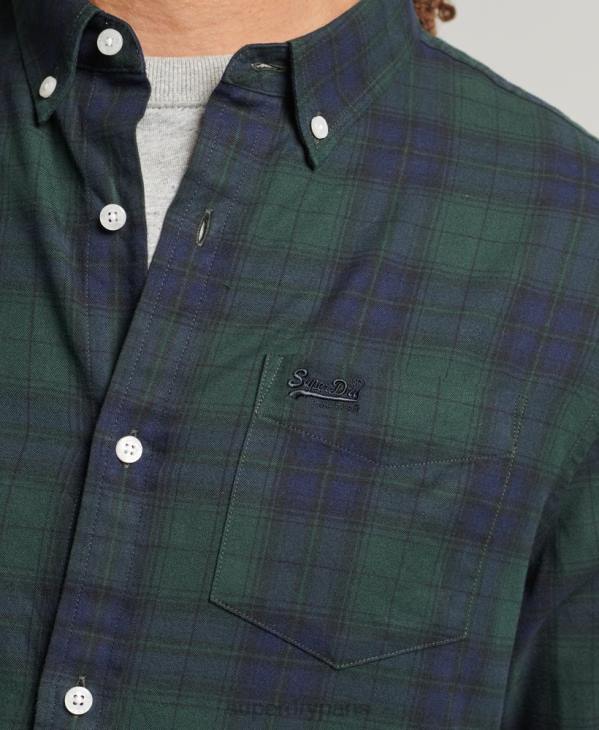 Superdry Hommes chemise boutonnée classique london en coton bio D64Z215 vêtements vert