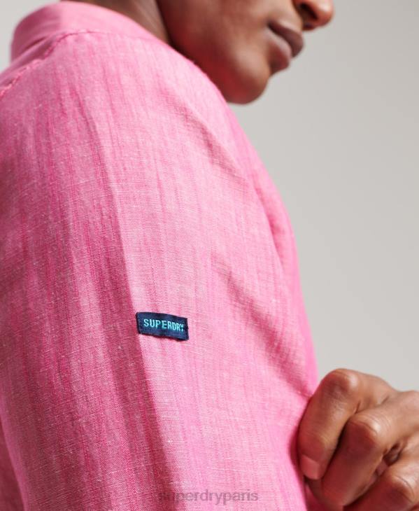 Superdry Hommes chemise boutonnée en lin studios en coton biologique D64Z133 vêtements rose