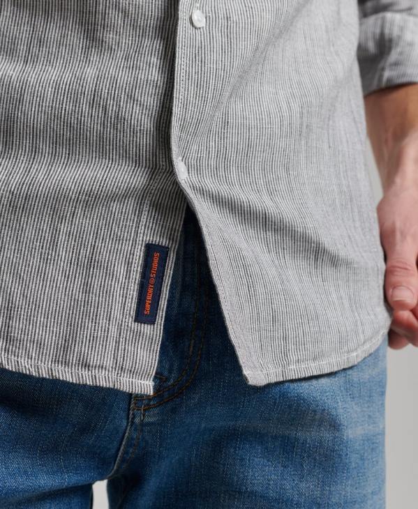 Superdry Hommes chemise boutonnée en lin studios en coton biologique D64Z136 vêtements gris clair