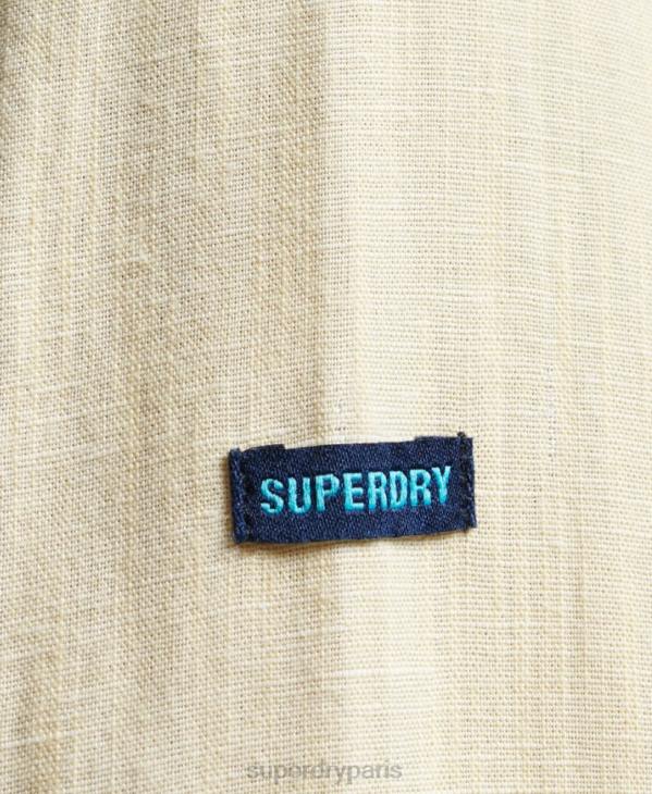 Superdry Hommes chemise boutonnée en lin studios en coton biologique D64Z183 vêtements jaune
