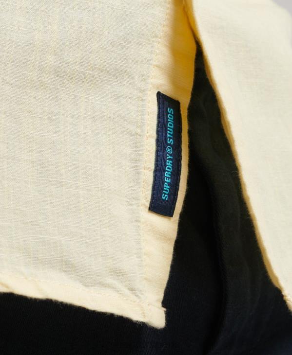 Superdry Hommes chemise boutonnée en lin studios en coton biologique D64Z183 vêtements jaune