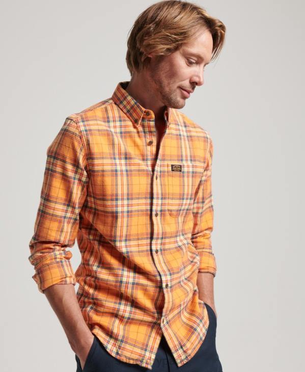 Superdry Hommes chemise à carreaux bûcheron en coton bio D64Z193 vêtements orange
