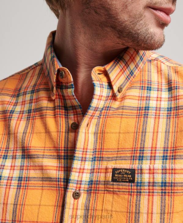 Superdry Hommes chemise à carreaux bûcheron en coton bio D64Z193 vêtements orange