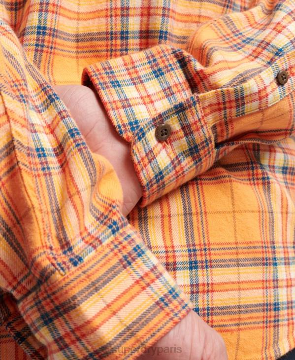 Superdry Hommes chemise à carreaux bûcheron en coton bio D64Z193 vêtements orange