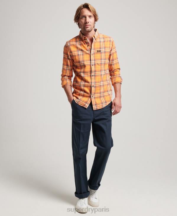 Superdry Hommes chemise à carreaux bûcheron en coton bio D64Z193 vêtements orange