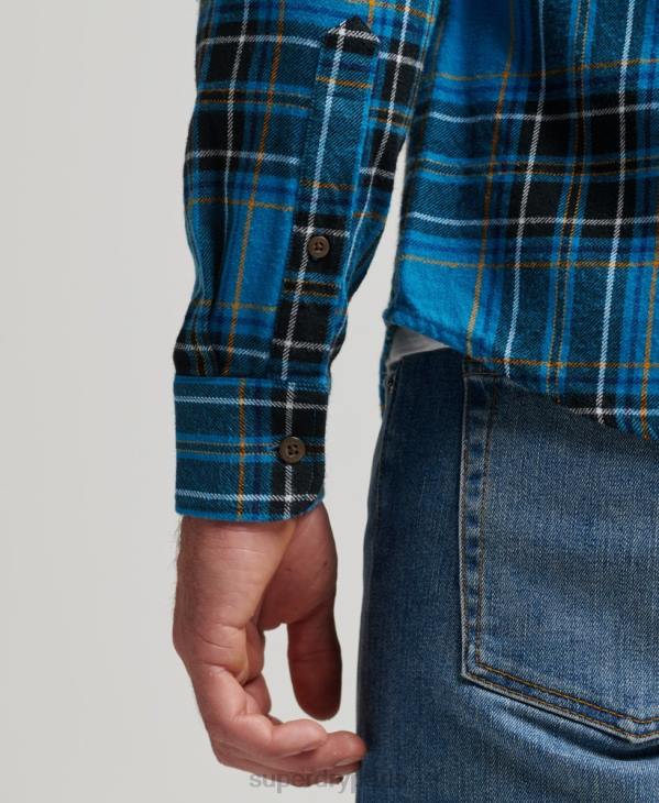 Superdry Hommes chemise à carreaux bûcheron en coton bio D64Z200 vêtements bleu