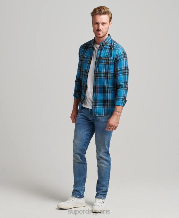 Superdry Hommes chemise à carreaux bûcheron en coton bio D64Z200 vêtements bleu