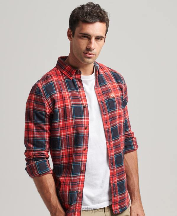 Superdry Hommes chemise à carreaux bûcheron en coton bio D64Z206 vêtements rouge