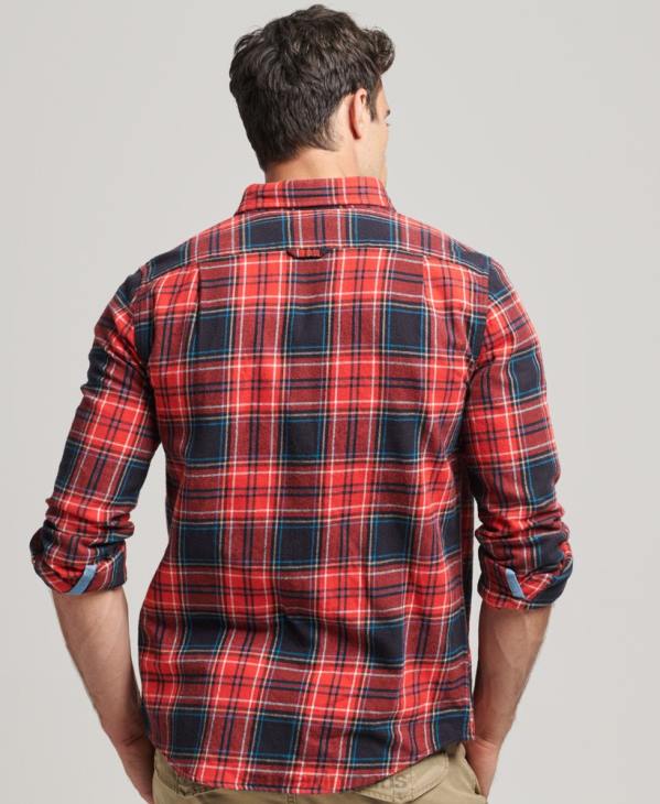 Superdry Hommes chemise à carreaux bûcheron en coton bio D64Z206 vêtements rouge
