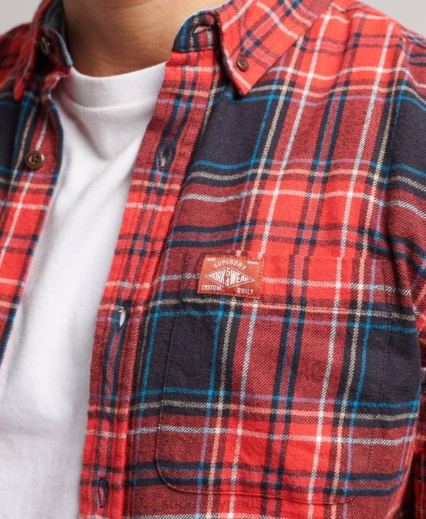 Superdry Hommes chemise à carreaux bûcheron en coton bio D64Z206 vêtements rouge