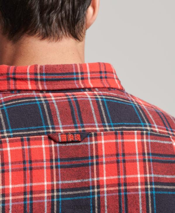Superdry Hommes chemise à carreaux bûcheron en coton bio D64Z206 vêtements rouge