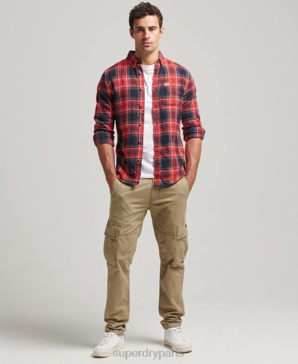 Superdry Hommes chemise à carreaux bûcheron en coton bio D64Z206 vêtements rouge