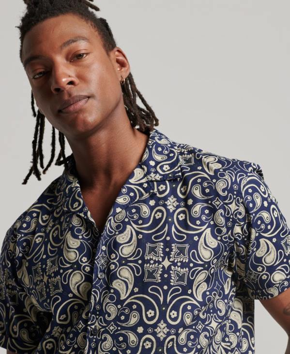 Superdry Hommes chemise à col ouvert D64Z123 vêtements marine