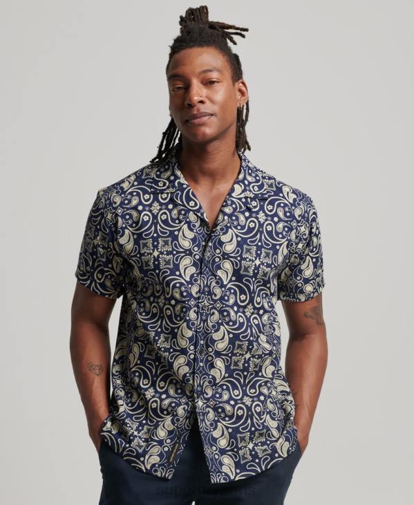 Superdry Hommes chemise à col ouvert D64Z123 vêtements marine