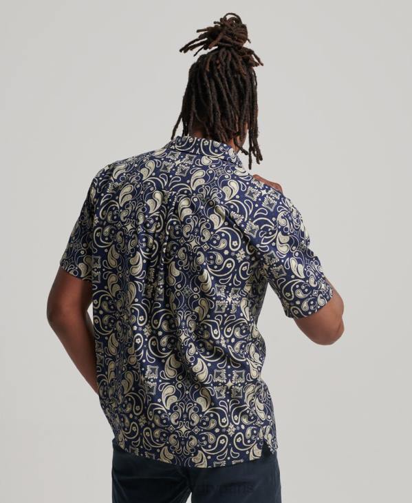 Superdry Hommes chemise à col ouvert D64Z123 vêtements marine