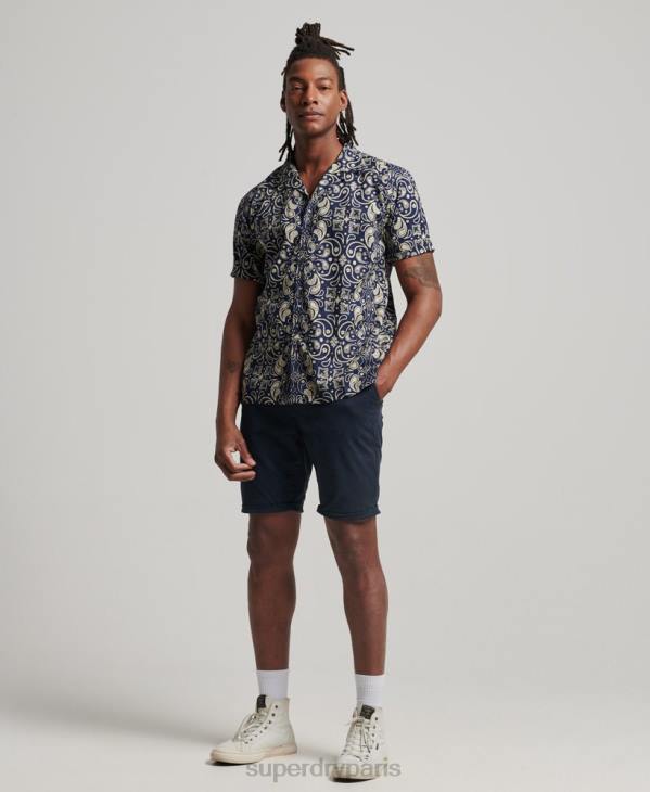 Superdry Hommes chemise à col ouvert D64Z123 vêtements marine