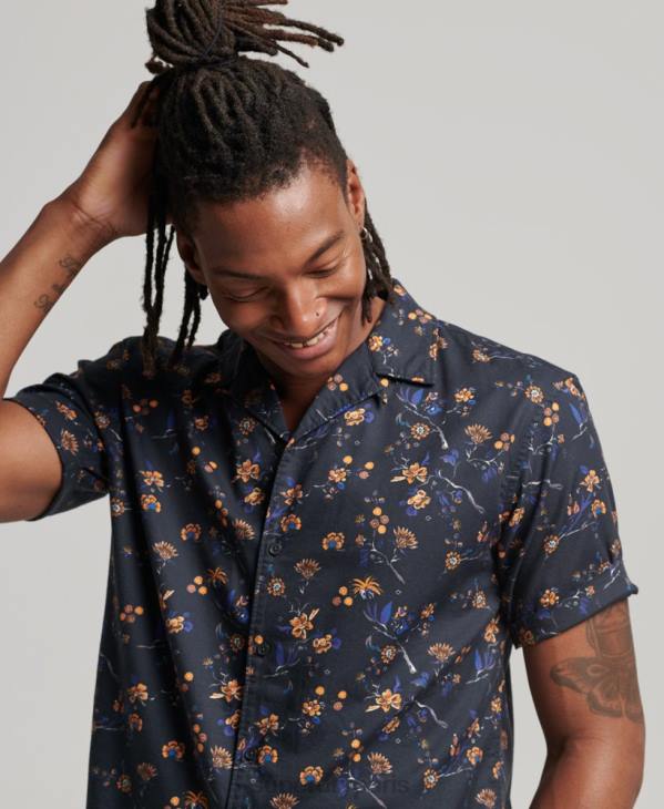 Superdry Hommes chemise à col ouvert D64Z127 vêtements noir