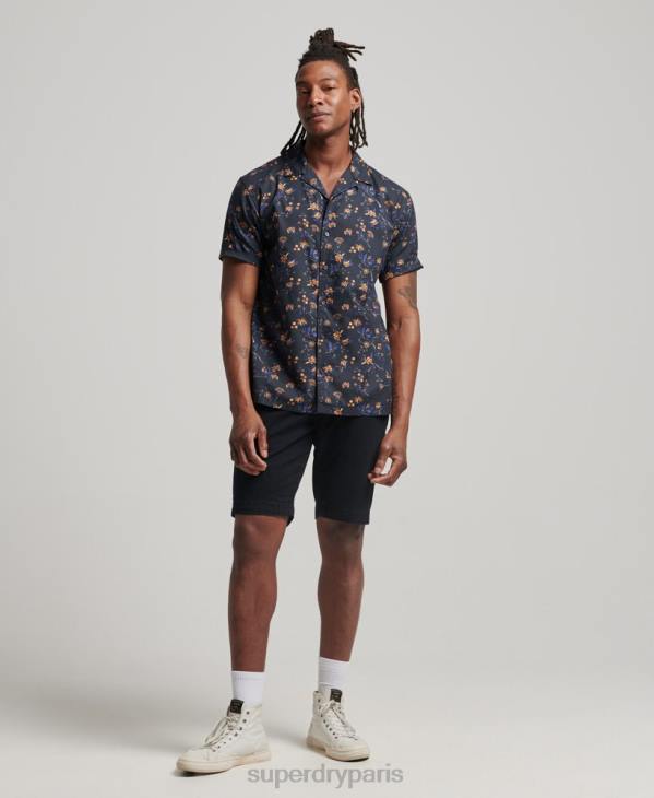 Superdry Hommes chemise à col ouvert D64Z127 vêtements noir