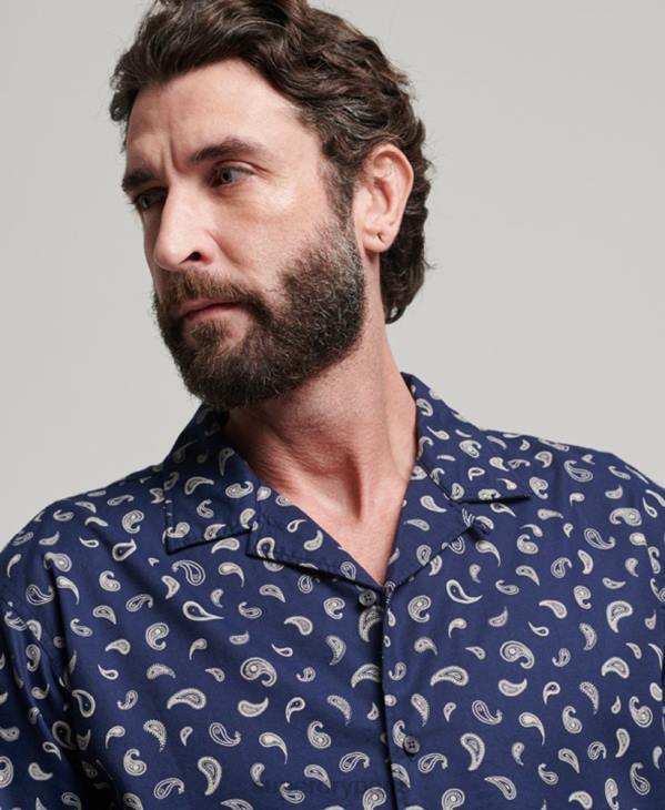 Superdry Hommes chemise à col ouvert D64Z130 vêtements marine