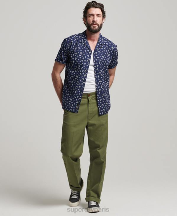 Superdry Hommes chemise à col ouvert D64Z130 vêtements marine
