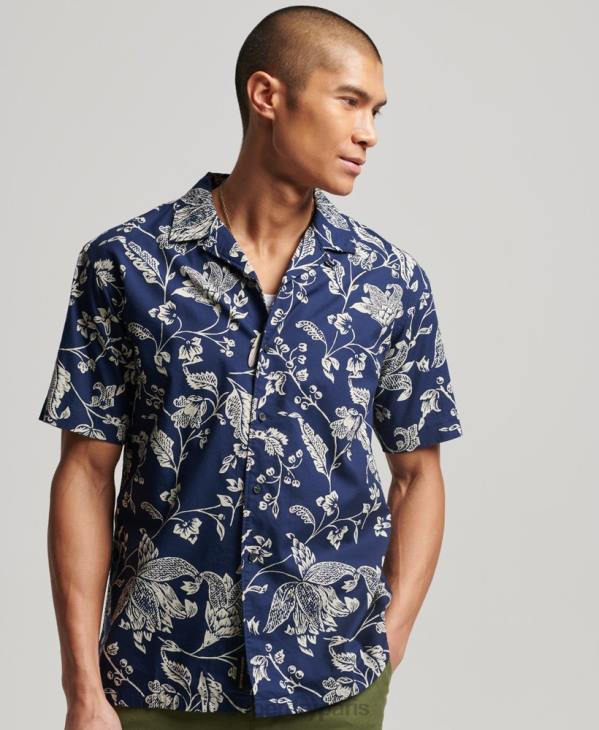 Superdry Hommes chemise à col ouvert D64Z29 vêtements bleu foncé