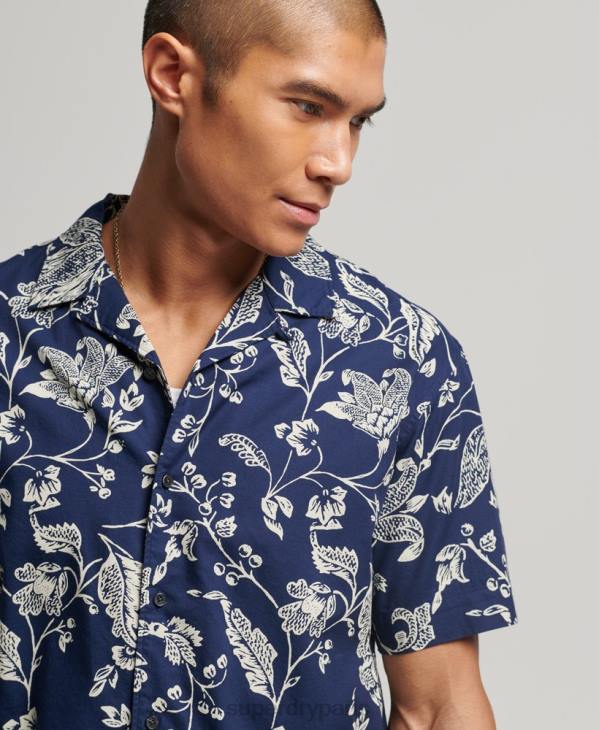 Superdry Hommes chemise à col ouvert D64Z29 vêtements bleu foncé