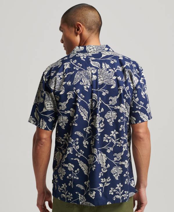 Superdry Hommes chemise à col ouvert D64Z29 vêtements bleu foncé