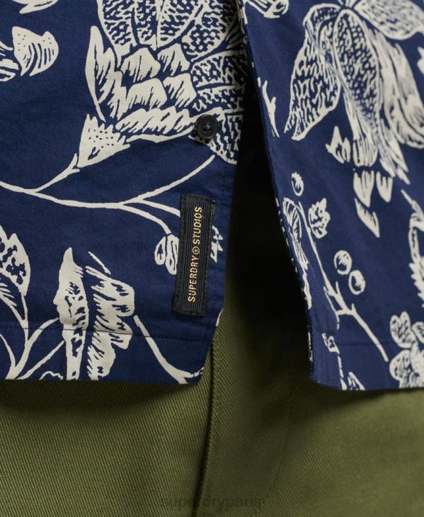 Superdry Hommes chemise à col ouvert D64Z29 vêtements bleu foncé