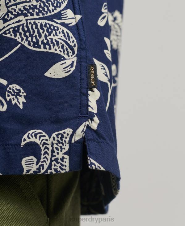 Superdry Hommes chemise à col ouvert D64Z29 vêtements bleu foncé