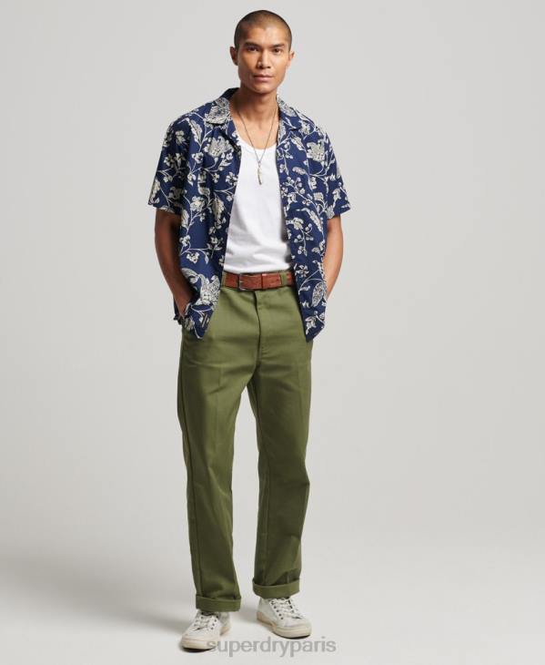 Superdry Hommes chemise à col ouvert D64Z29 vêtements bleu foncé