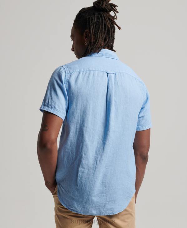 Superdry Hommes chemise décontractée en lin studios D64Z16 vêtements bleu