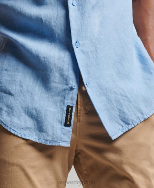 Superdry Hommes chemise décontractée en lin studios D64Z16 vêtements bleu