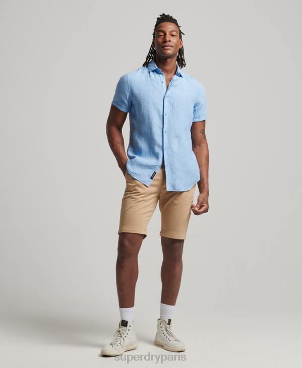 Superdry Hommes chemise décontractée en lin studios D64Z16 vêtements bleu