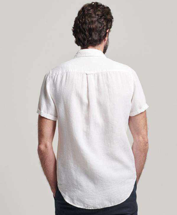 Superdry Hommes chemise décontractée en lin studios D64Z2 vêtements blanc