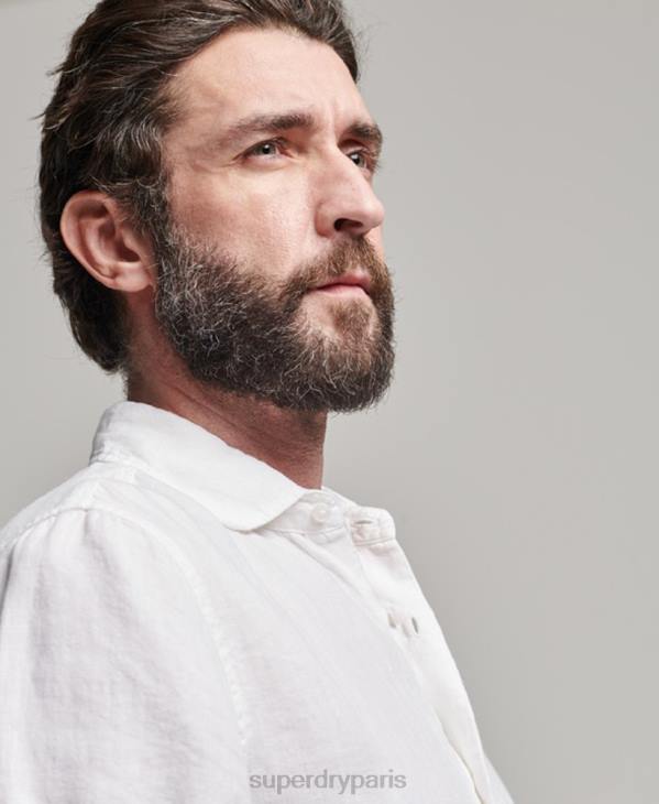 Superdry Hommes chemise décontractée en lin studios D64Z2 vêtements blanc