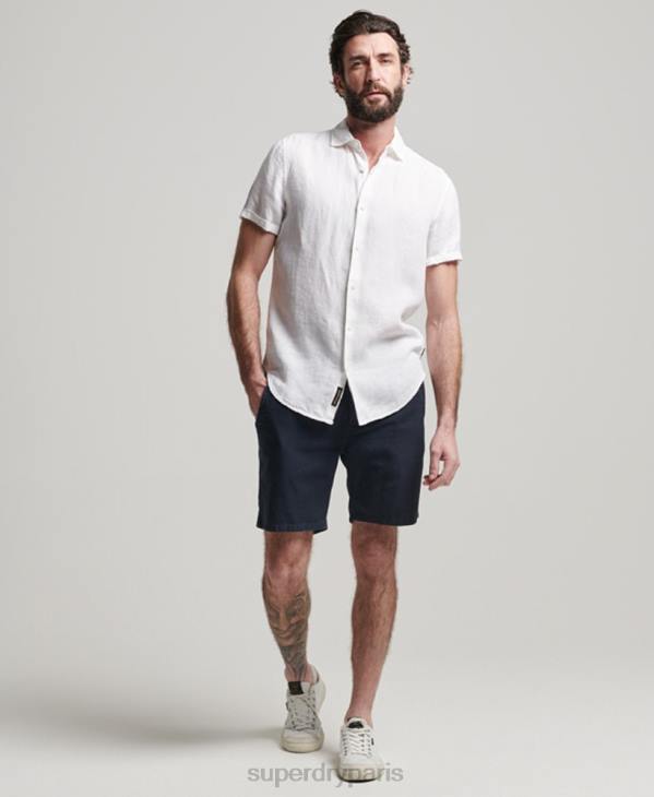 Superdry Hommes chemise décontractée en lin studios D64Z2 vêtements blanc