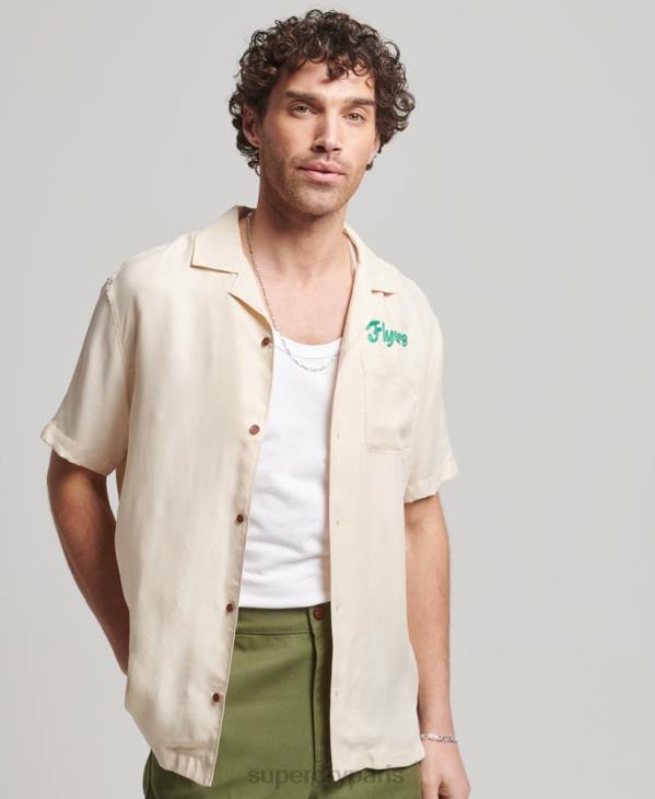 Superdry Hommes chemise de bowling vintage à manches courtes D64Z170 vêtements crème