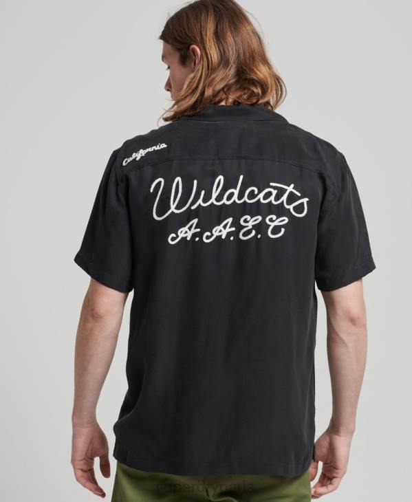 Superdry Hommes chemise de bowling vintage à manches courtes D64Z172 vêtements noir