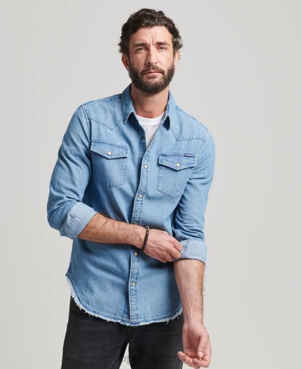Superdry Hommes chemise de résurrection D64Z219 vêtements bleu