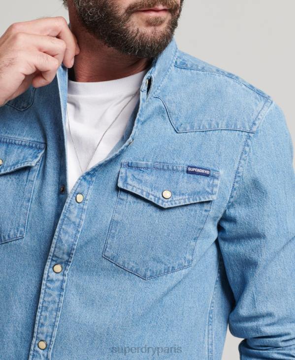 Superdry Hommes chemise de résurrection D64Z219 vêtements bleu