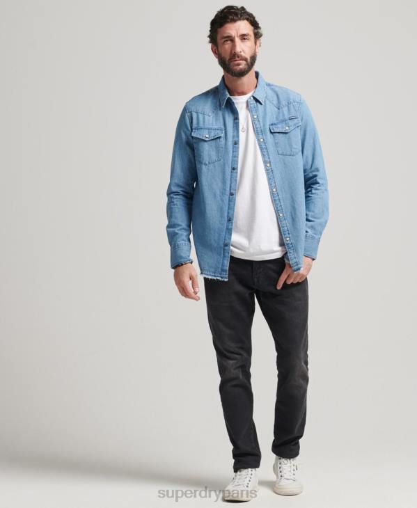 Superdry Hommes chemise de résurrection D64Z219 vêtements bleu