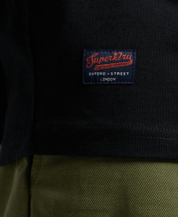 Superdry Hommes chemise de rugby à appliqués vintage D64Z1523 vêtements noir