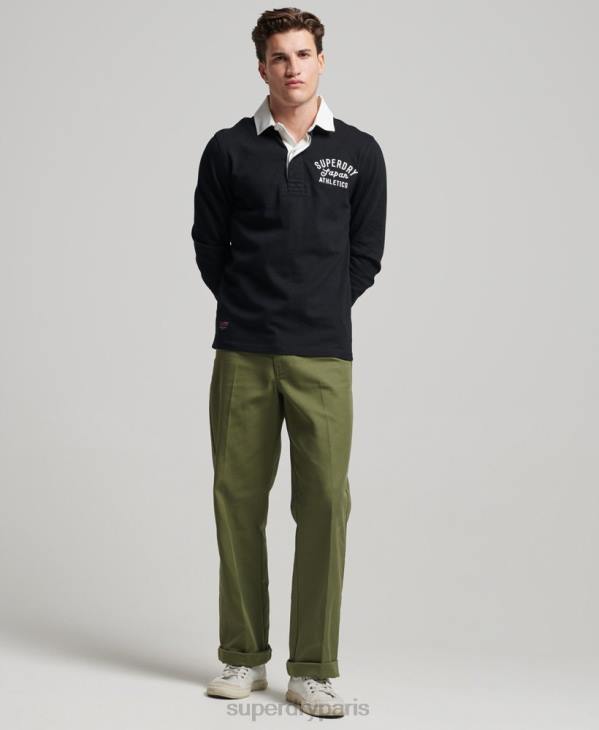 Superdry Hommes chemise de rugby à appliqués vintage D64Z1523 vêtements noir