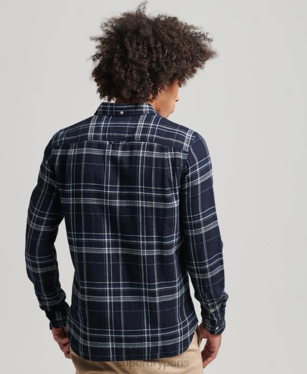 Superdry Hommes chemise de travail en coton à manches longues D64Z137 vêtements bleu foncé