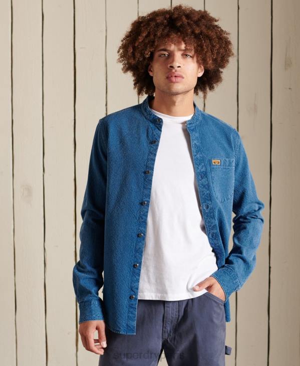 Superdry Hommes chemise de travail henley indigo D64Z213 vêtements bleu