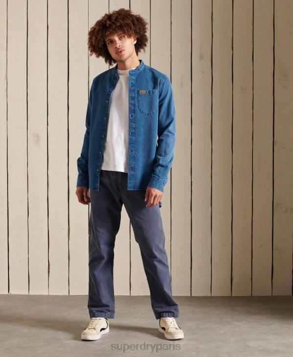 Superdry Hommes chemise de travail henley indigo D64Z213 vêtements bleu