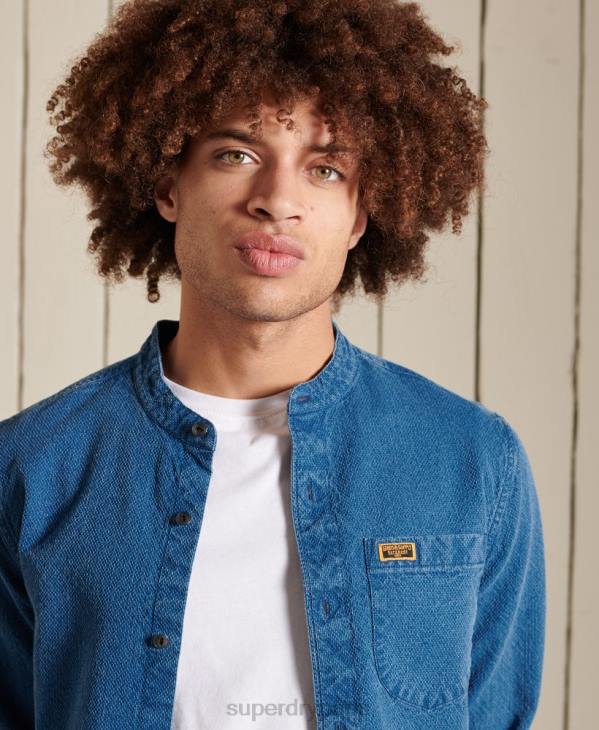 Superdry Hommes chemise de travail henley indigo D64Z213 vêtements bleu