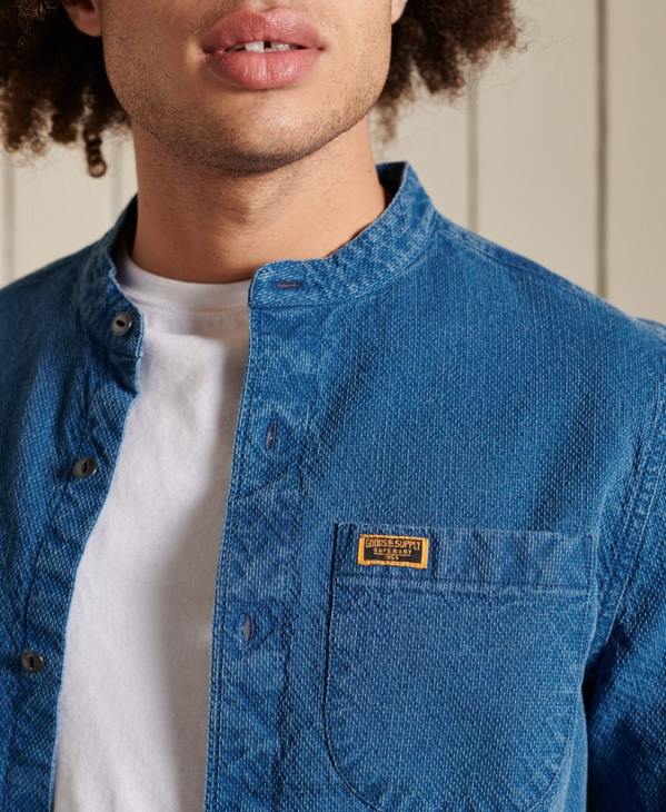 Superdry Hommes chemise de travail henley indigo D64Z213 vêtements bleu