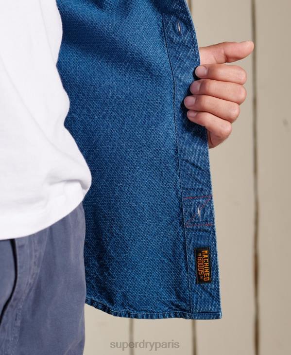 Superdry Hommes chemise de travail henley indigo D64Z213 vêtements bleu