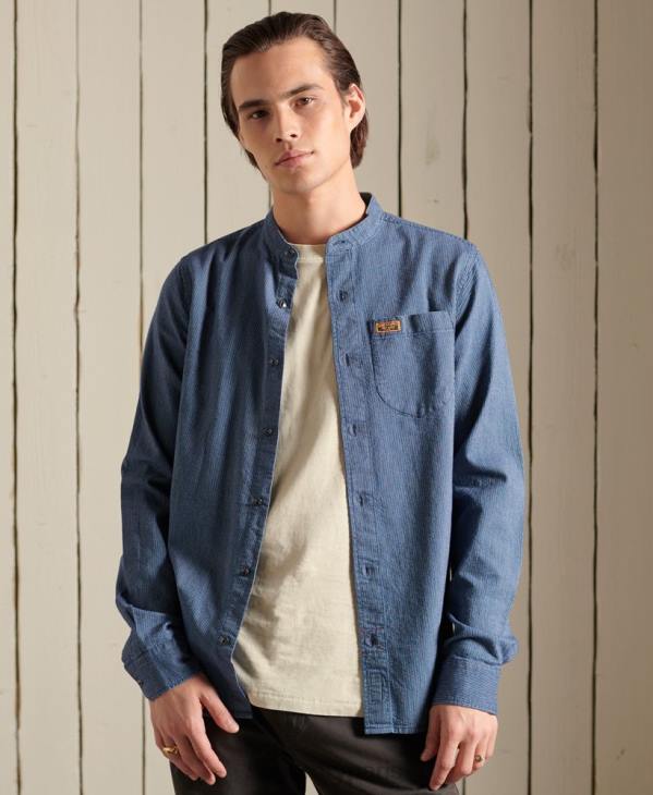 Superdry Hommes chemise de travail henley indigo D64Z223 vêtements bleu
